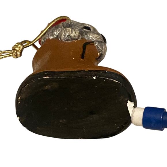 Vintage Puppy Dog with red bow in a shoe Christmas Ornament - Picture 8 of 11